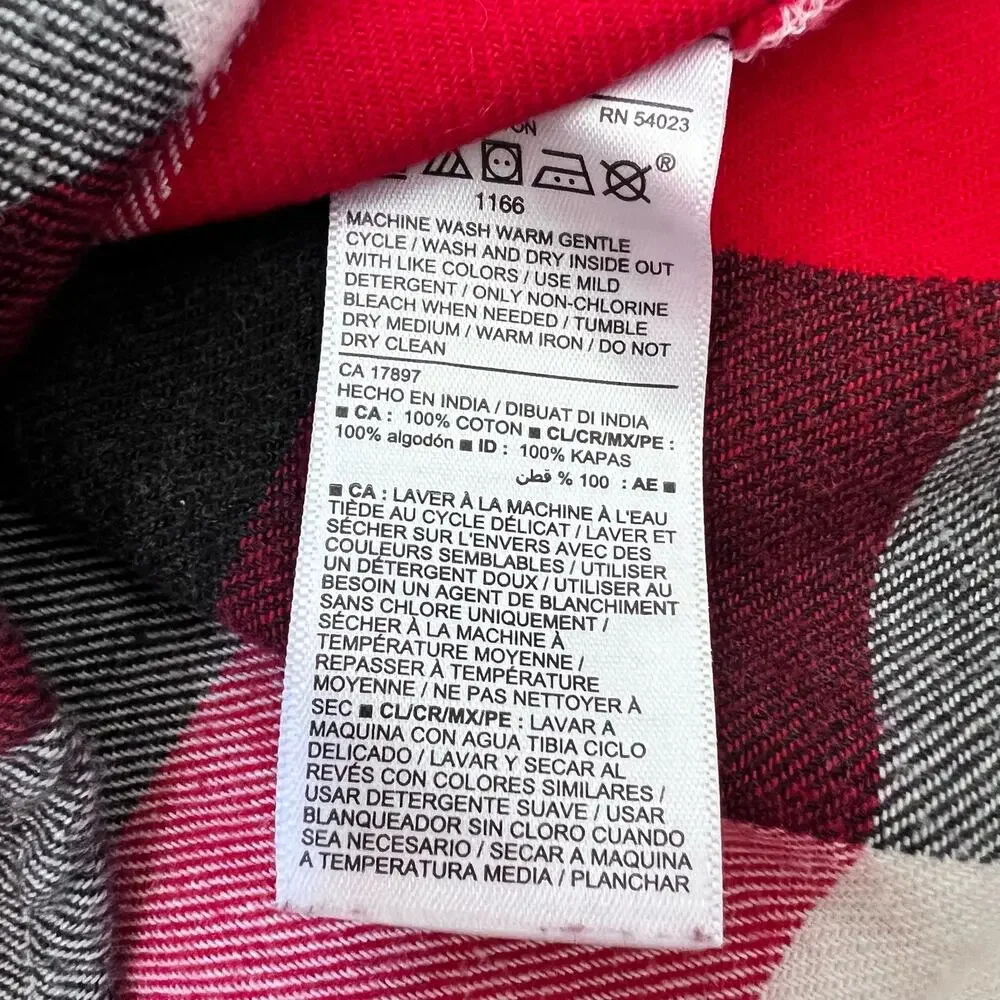 Old Navy Flannel Shirt Boys 12-18M Red Plaid Cotton Long Sleeve Button